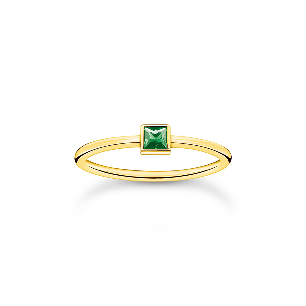 Thomas Sabo Charm Club Ring mit grünem Stein gold TR2395-472-6 bei Juwelier am Schloss in Schwetzingen Baden-Württemberg
