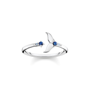 Thomas Sabo Ocean Vibes Ring Schwanzflosse mit blauen Steinen TR2386-644-1 bei Juwelier am Schloss in Schwetzingen Baden-Württemberg