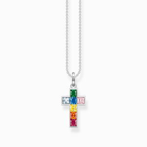 Thomas Sabo Rainbow Heritage Kette Kreuz mit bunten Steinen Silber KE2166-477-7 bei Juwelier am Schloss in Schwetzingen Baden-Württemberg