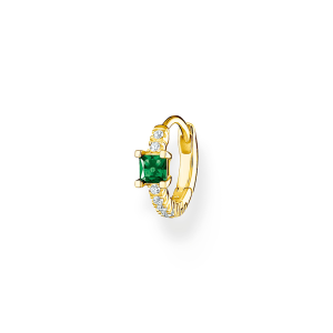 Thomas Sabo Charm Club Einzel Creole grüner Stein mit weißen Steinen gold CR691-971-7 bei Juwelier am Schloss in Schwetzingen Baden-Württemberg