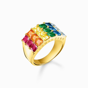 Thomas Sabo Rainbow Heritage Ring bunte Steine Pavé gold TR2359-996-7 bei Juwelier am Schloss in Schwetzingen Baden-Württemberg