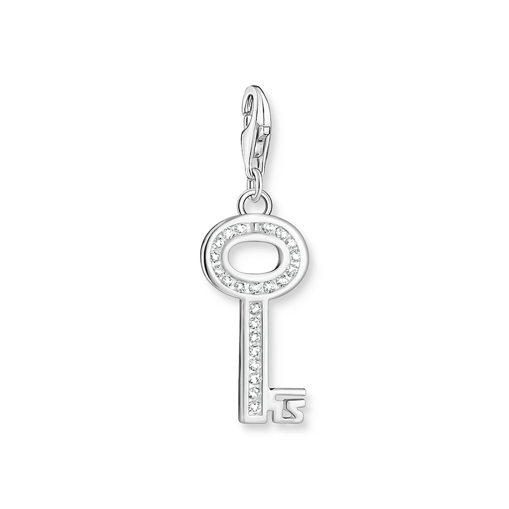 Thomas Sabo Charm Club Charm-Anhänger Schlüssel weiße Steine silber 0010-051-14 bei Juwelier am Schloss in Schwetzingen Baden-Württemberg