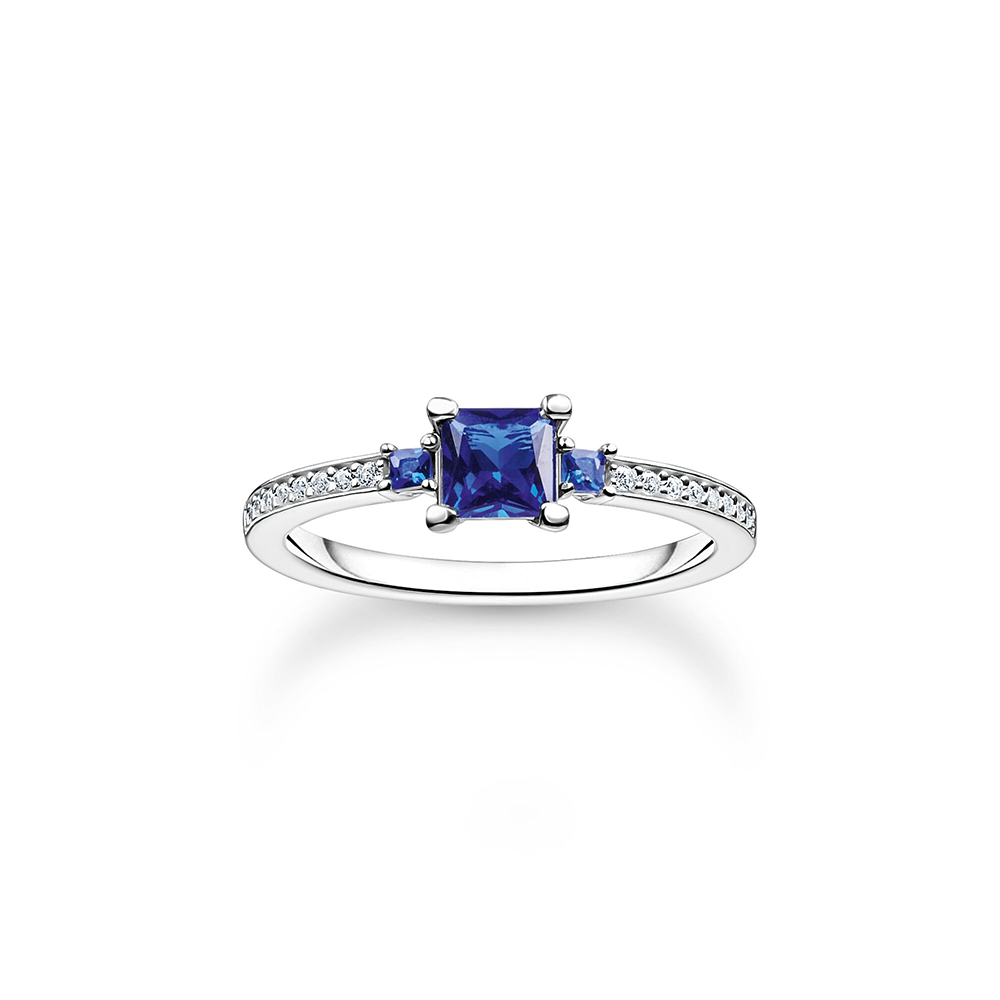 Thomas Sabo Charm Club Ring mit blauen und weissen Steinen silber TR2402-166-32 bei Juwelier am Schloss in Schwetzingen Baden-Württemberg