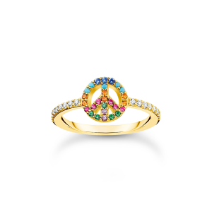 Thomas Sabo Charm Club Ring Peace mit bunten Steinen gold TR2373-488-7 bei Juwelier am Schloss in Schwetzingen Baden-Württemberg