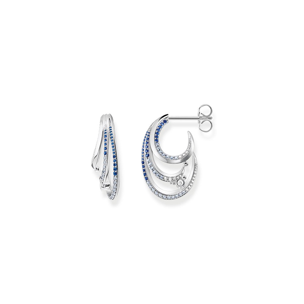 Thomas Sabo Ocean Vibes Creolen Welle mit blauen Steinen H2230-644-1 bei Juwelier am Schloss in Schwetzingen Baden-Württemberg