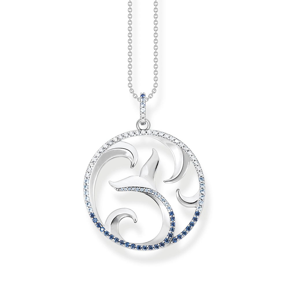 Thomas Sabo Ocean Vibes Kette Schwanzflosse und Welle mit blauen Steinen KE2145-644-1 bei Juwelier am Schloss in Schwetzingen Baden-Württemberg