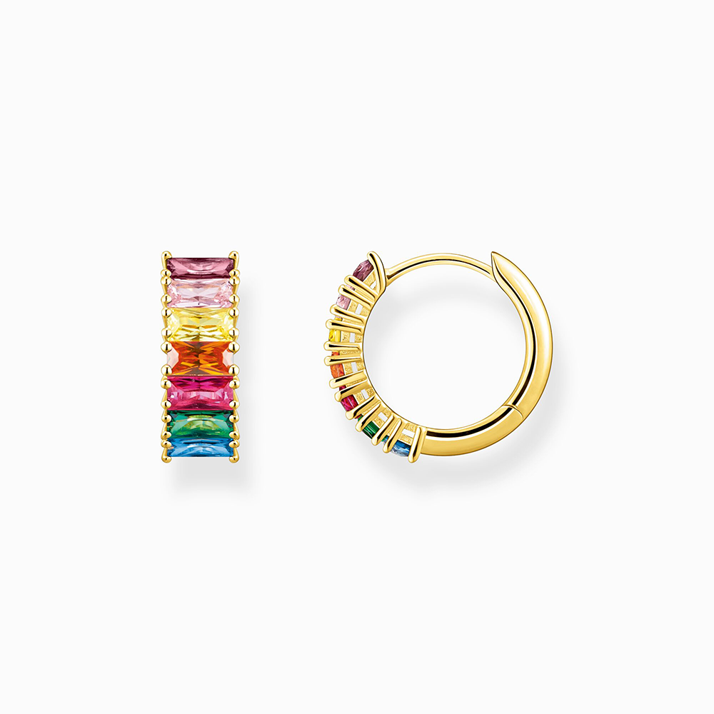 Thomas Sabo Rainbow Heritage Creolen mit bunten Steinen Pavé vergoldet CR667-488-7 bei Juwelier am Schloss in Schwetzingen Baden-Württemberg