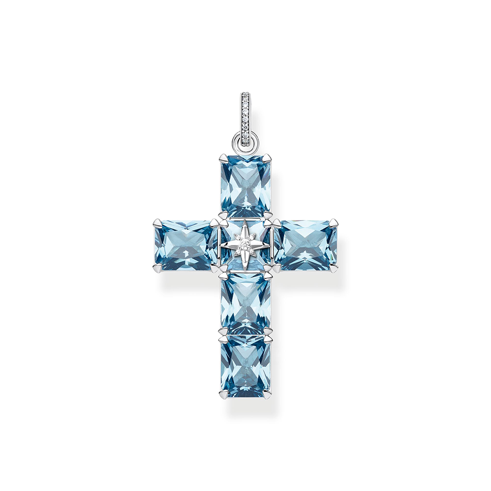 Thomas Sabo Sparkling Heitage Anhänger Kreuz große blaue Steine mit Stern PE880-644-1 bei Juwelier am Schloss in Schwetzingen Baden-Württemberg