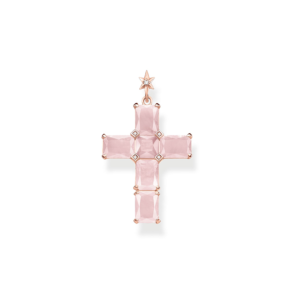 Thomas Sabo Sparkling Heitage Anhänger Kreuz rosa Steine mit Stern PE890-417-9 bei Juwelier am Schloss in Schwetzingen Baden-Württemberg