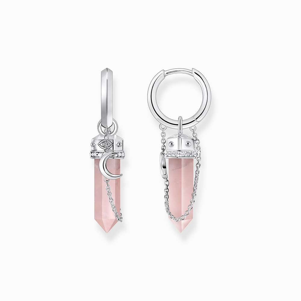 Thomas Sabo Sterling Silver Creolen mit rosa Kristall Anhänger und Symbolen Silber CR722-643-9 bei Juwelier am Schloss in Schwetzingen Baden-Württemberg