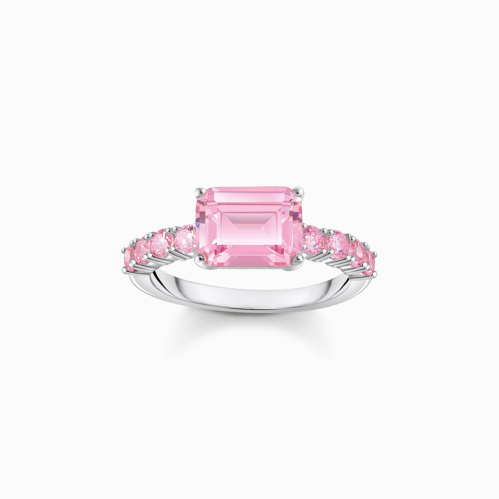 Thomas Sabo Sterling Silver Solitärring mit pinkfarbenen Steinen Silber TR2451-051-9 bei Juwelier am Schloss in Schwetzingen Baden-Württemberg