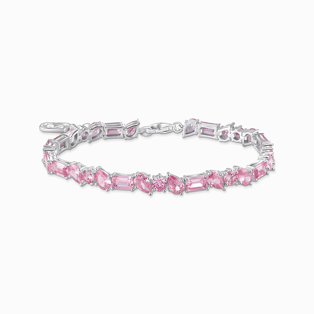 Thomas Sabo Sterling Silver Tennisarmband mit 31 pinkfarbenen Steinen Silber A2144-051-9 bei Juwelier am Schloss in Schwetzingen Baden-Württemberg