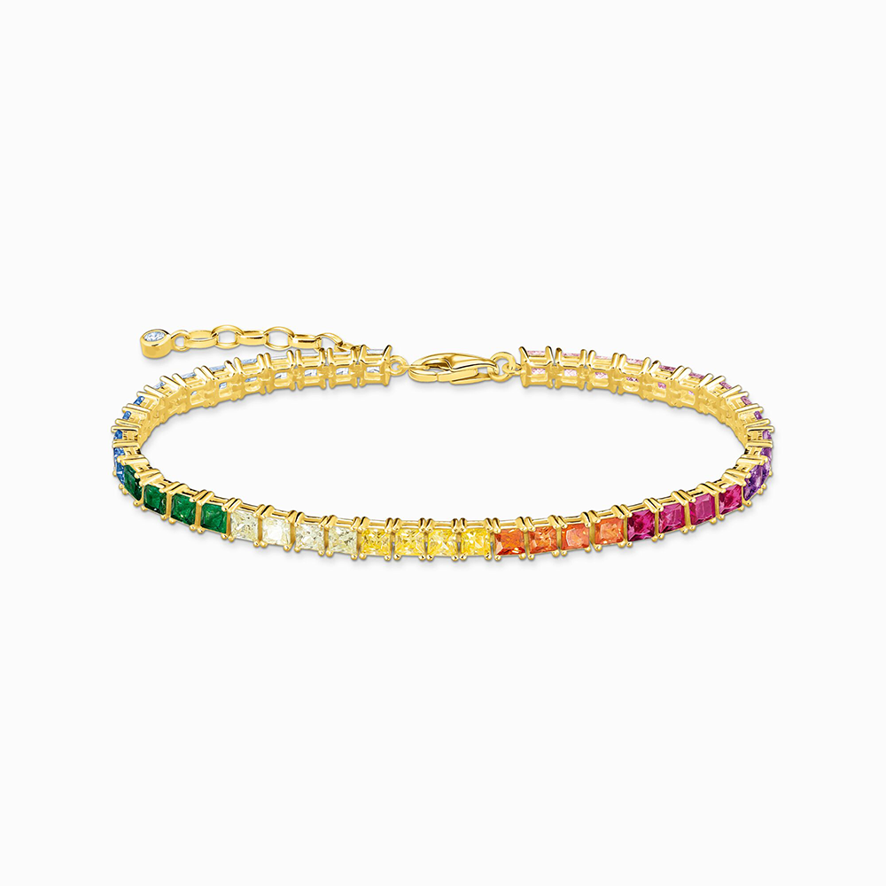 Thomas Sabo Rainbow Heritage Tennisarmband mit bunten Steinen vergoldet A2029-996-7 bei Juwelier am Schloss in Schwetzingen Baden-Württemberg