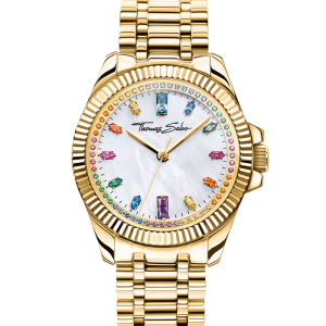 Thomas Sabo Damenuhr Divine Rainbow mit bunten Steinen gelbgoldfarben WA0395-264-207 bei Juwelier am Schloss in Schwetzingen Baden-Württemberg