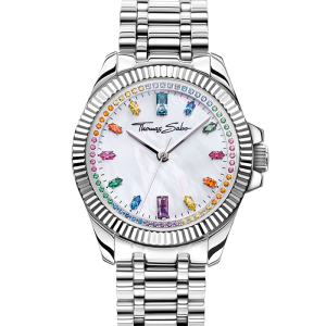Thomas Sabo Damenuhr Divine Rainbow mit bunten Steinen silberfarben WA0394-201-201 bei Juwelier am Schloss in Schwetzingen Baden-Württemberg