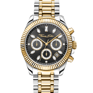 Thomas Sabo Uhr Divine Chrono mit Zifferblatt in Schwarz gelbgoldfarben WA0398-291-201 bei Juwelier am Schloss in Schwetzingen Baden-Württemberg