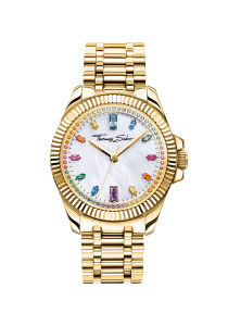 Thomas Sabo Damenuhr Divine Rainbow mit bunten Steinen gelbgoldfarben WA0395-264-207 bei Juwelier am Schloss in Schwetzingen Baden-Württemberg