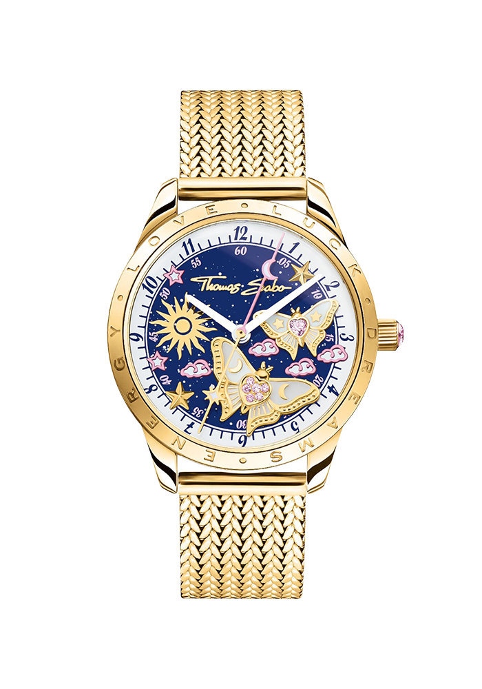 Thomas Sabo Damenuhr mit Schmetterlingen goldfarben WA0430-291-207 bei Juwelier am Schloss in Schwetzingen Baden-Württemberg