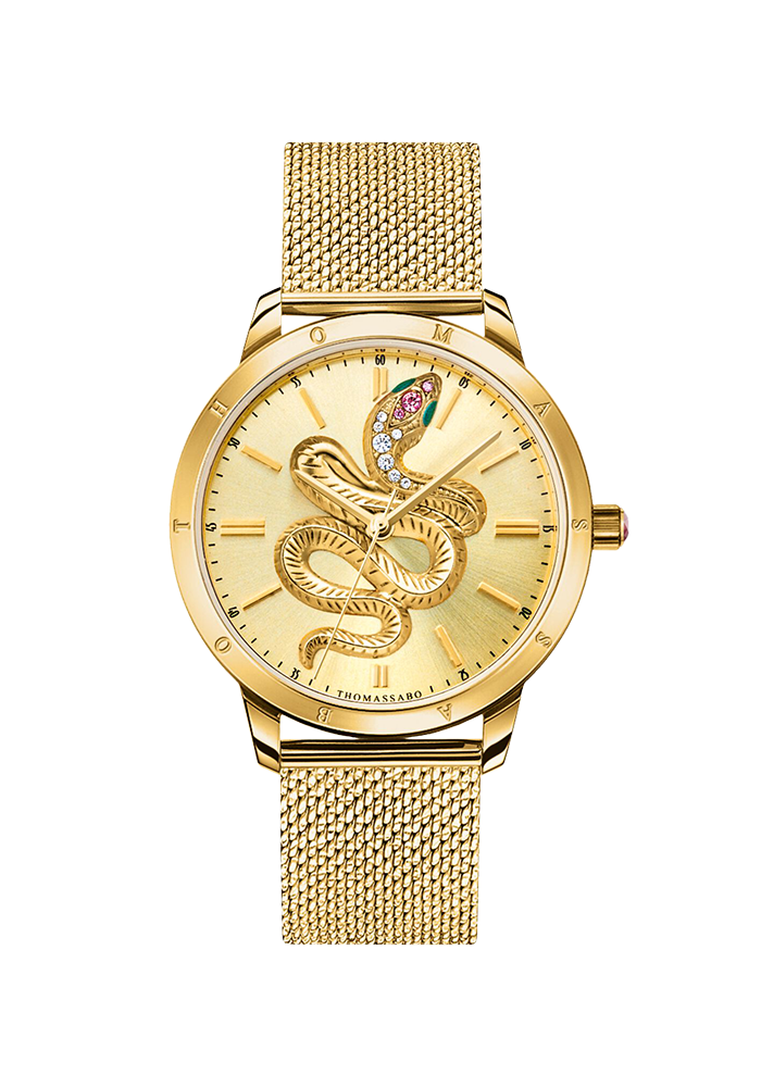 Thomas Sabo Damenuhr Schlange in 3D-Optik gelbgoldfarben WA0384-264-207 bei Juwelier am Schloss in Schwetzingen Baden-Württemberg