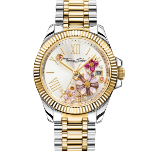 Thomas Sabo Damenuhr Blumen aus rosafarbenen Steinen bicolor WA0382-291-201 bei Juwelier am Schloss in Schwetzingen Baden-Württemberg