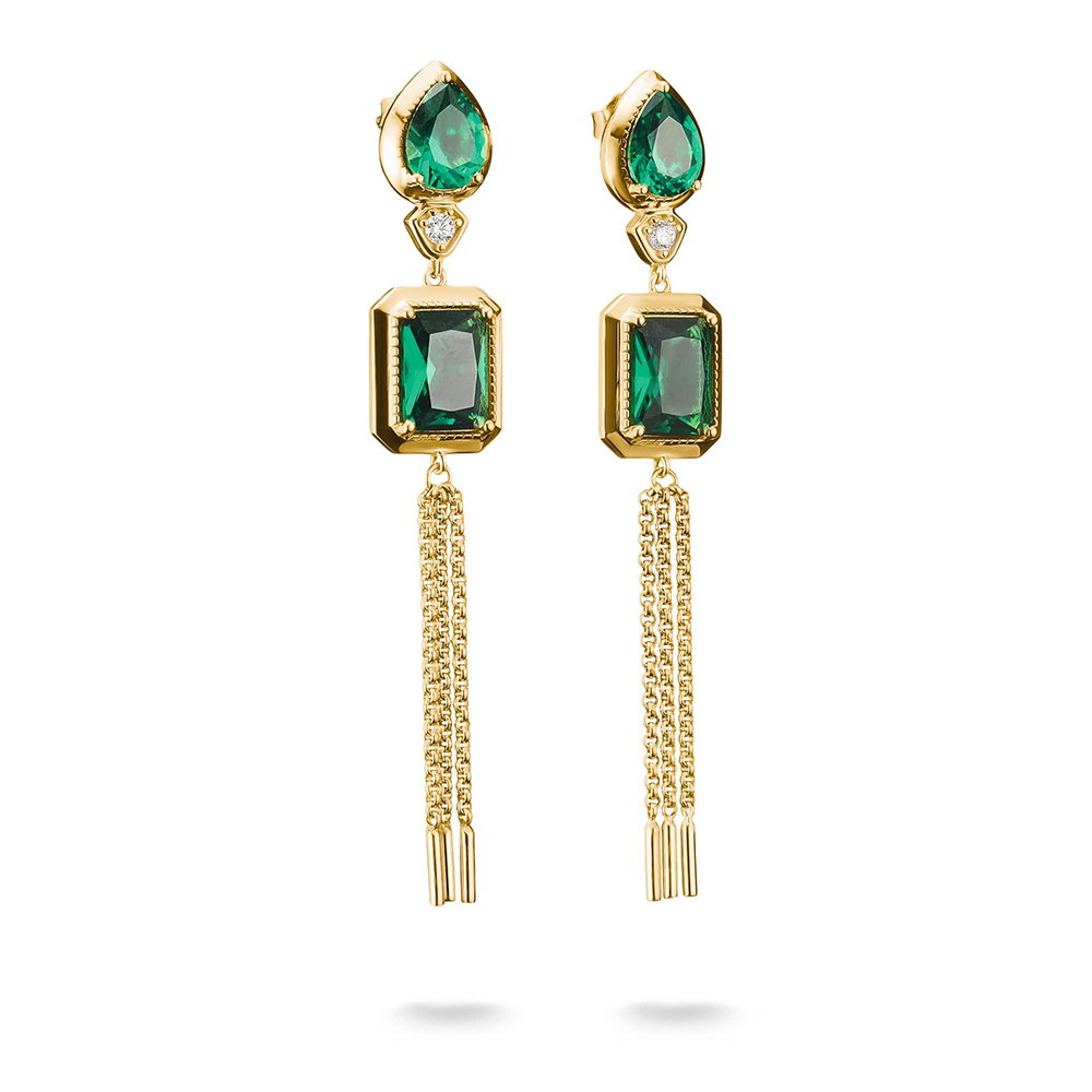 Thomas Sabo Elyndra Ohrringe Grüne Steine 18k Vergoldung H2336-971-6 bei Juwelier am Schloss in Schwetzingen Baden-Württemberg