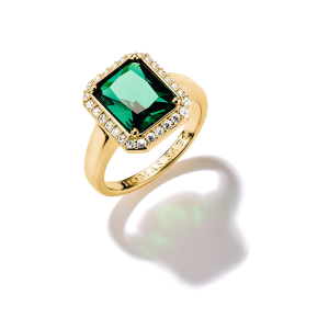 Thomas Sabo Elyndra Ring mit Grünem Oktagon-Stein 18k Vergoldung TR2508-971-6 bei Juwelier am Schloss in Schwetzingen Baden-Württemberg