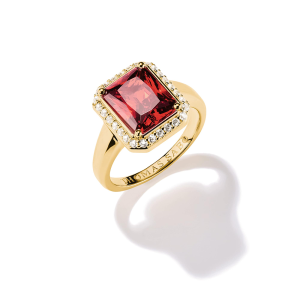 Thomas Sabo Elyndra Ring mit Rotem Oktagon-Stein 18k Vergoldung TR2508-414-10 bei Juwelier am Schloss in Schwetzingen Baden-Württemberg