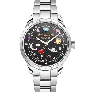 Thomas Sabo Uhr mit kosmischem Zifferblatt in Schwarz silberfarben WA0402-201-203 bei Juwelier am Schloss in Schwetzingen Baden-Württemberg