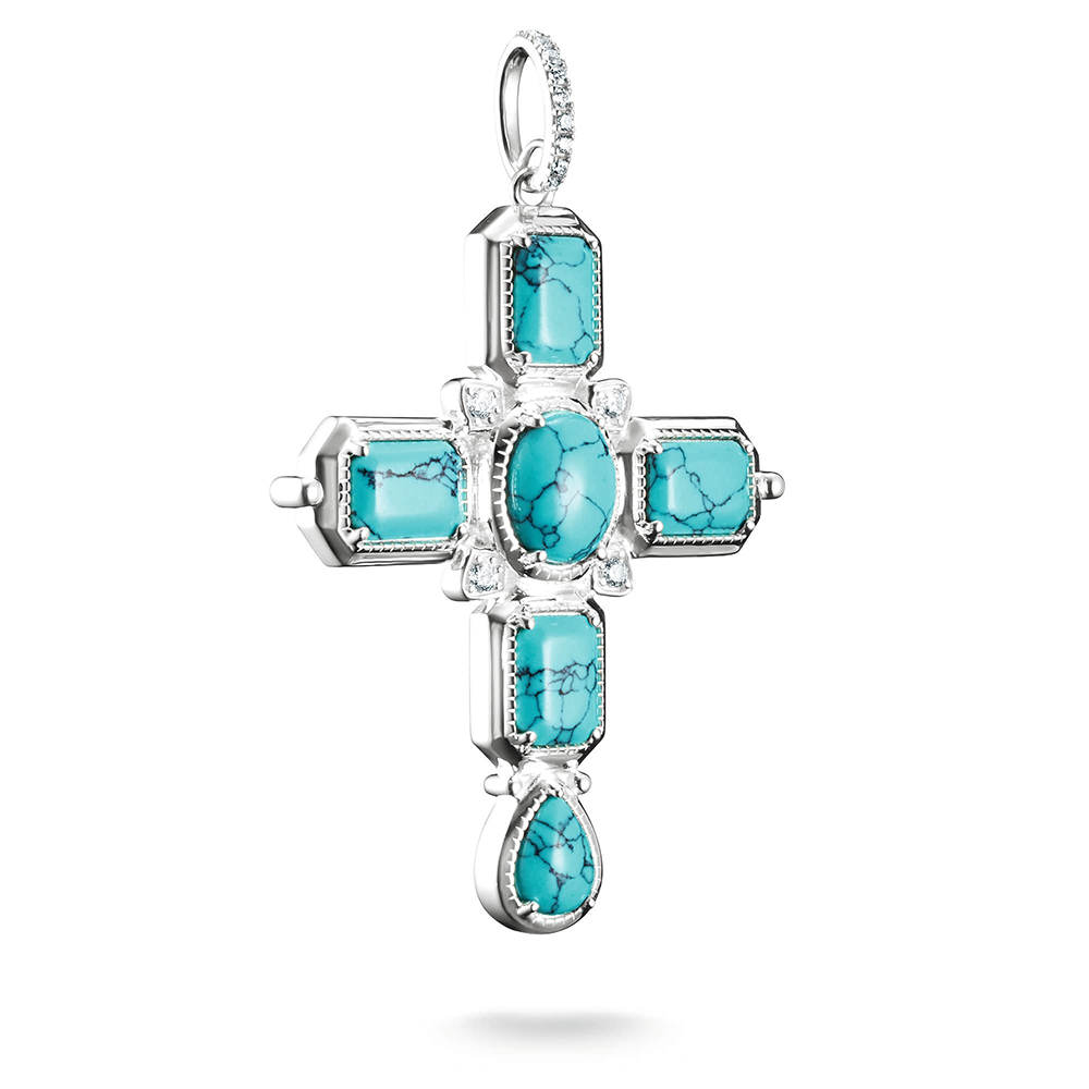 Thomas Sabo Elyndra Anhänger Kreuz Türkise Steine Zirkonia Silber PE988-405-17 bei Juwelier am Schloss in Schwetzingen Baden-Württemberg