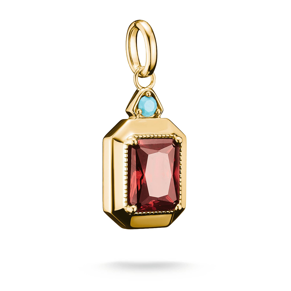Thomas Sabo Elyndra Anhänger Roter Zirkonia Stein Elyndra Octagon 18k Vergoldung PE986-971-10 bei Juwelier am Schloss in Schwetzingen Baden-Württemberg
