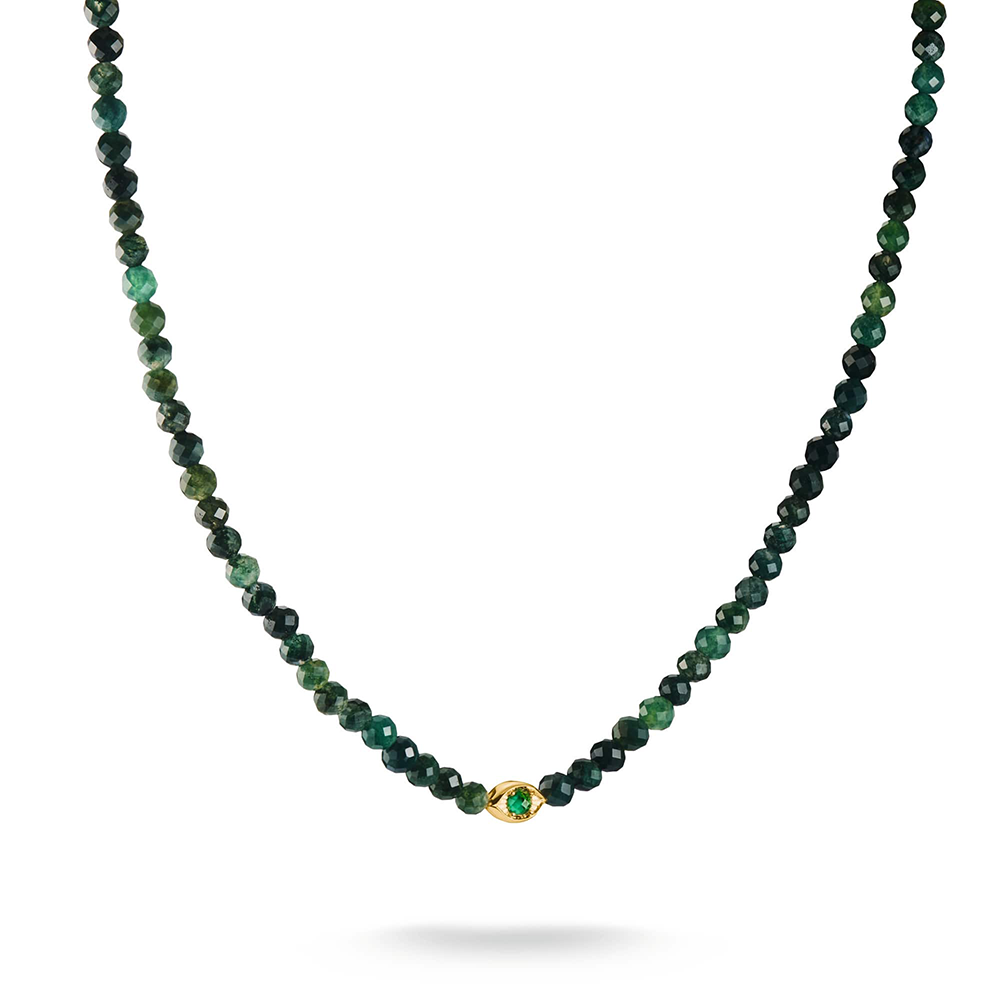 Thomas Sabo Elyndra Kette Grüne Mossachat Beads Elyndra 18k Vergoldung KE2332-472-6 bei Juwelier am Schloss in Schwetzingen Baden-Württemberg