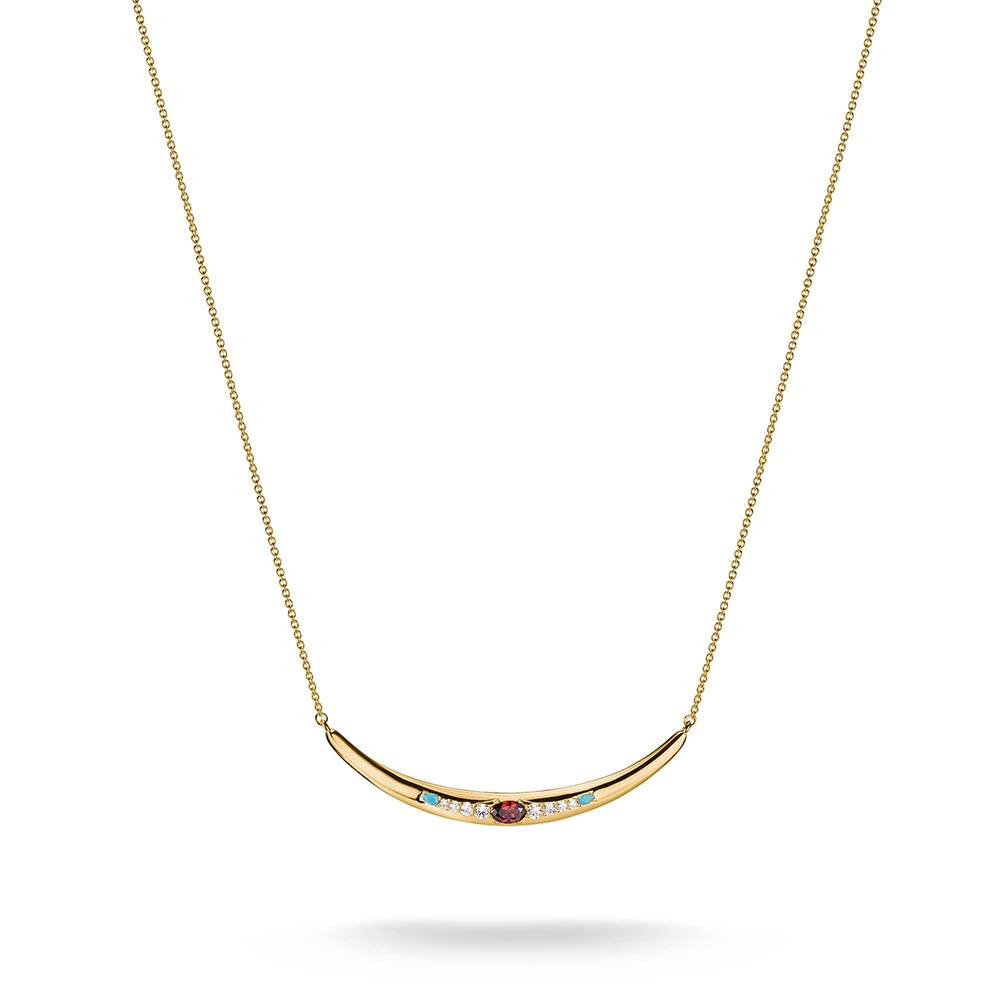 Thomas Sabo Elyndra Kette Roter Zirkoniastein Halbform Elyndra 18k Vergoldung KE2330-971-7 bei Juwelier am Schloss in Schwetzingen Baden-Württemberg