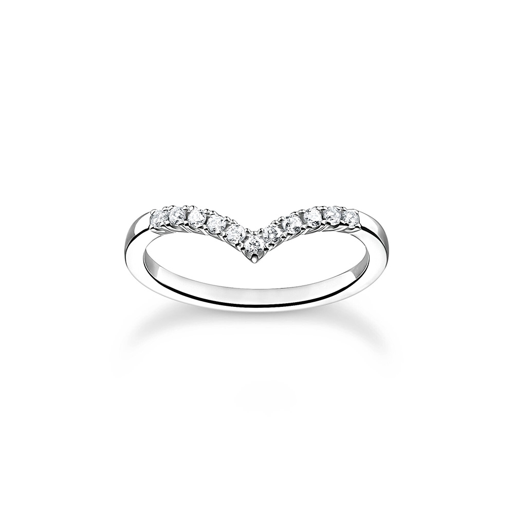 Thomas Sabo True Romance Ring V-Form mit weißen Steinen silber TR2394-051-14 bei Juwelier am Schloss in Schwetzingen Baden-Württemberg