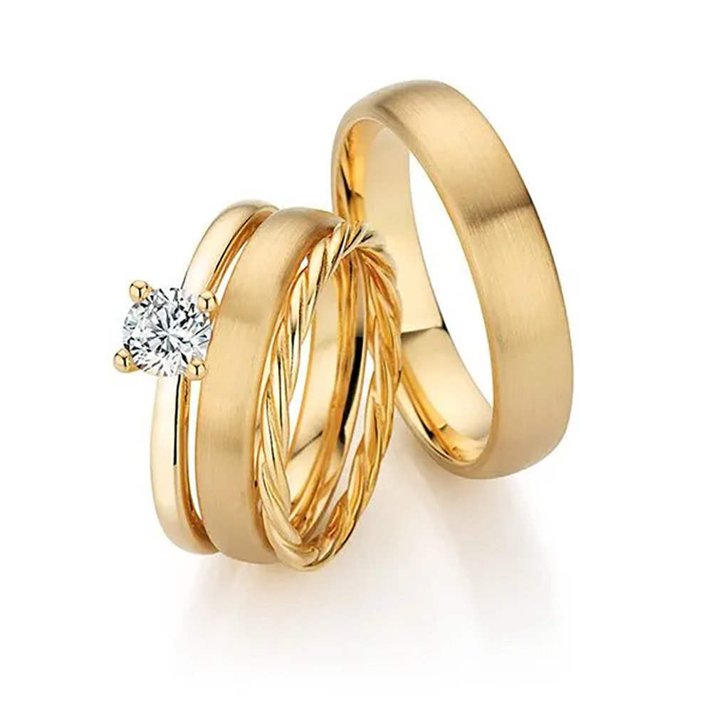 Fischer Trauringe Classics Trauring-Triset Herz über Kopf / Zaubertanz 49-02061-050 / 06-07721-018 / 06-69260-035 / 06-69259-050 bei Juwelier am Schloss in Schwetzingen Baden-Württemberg