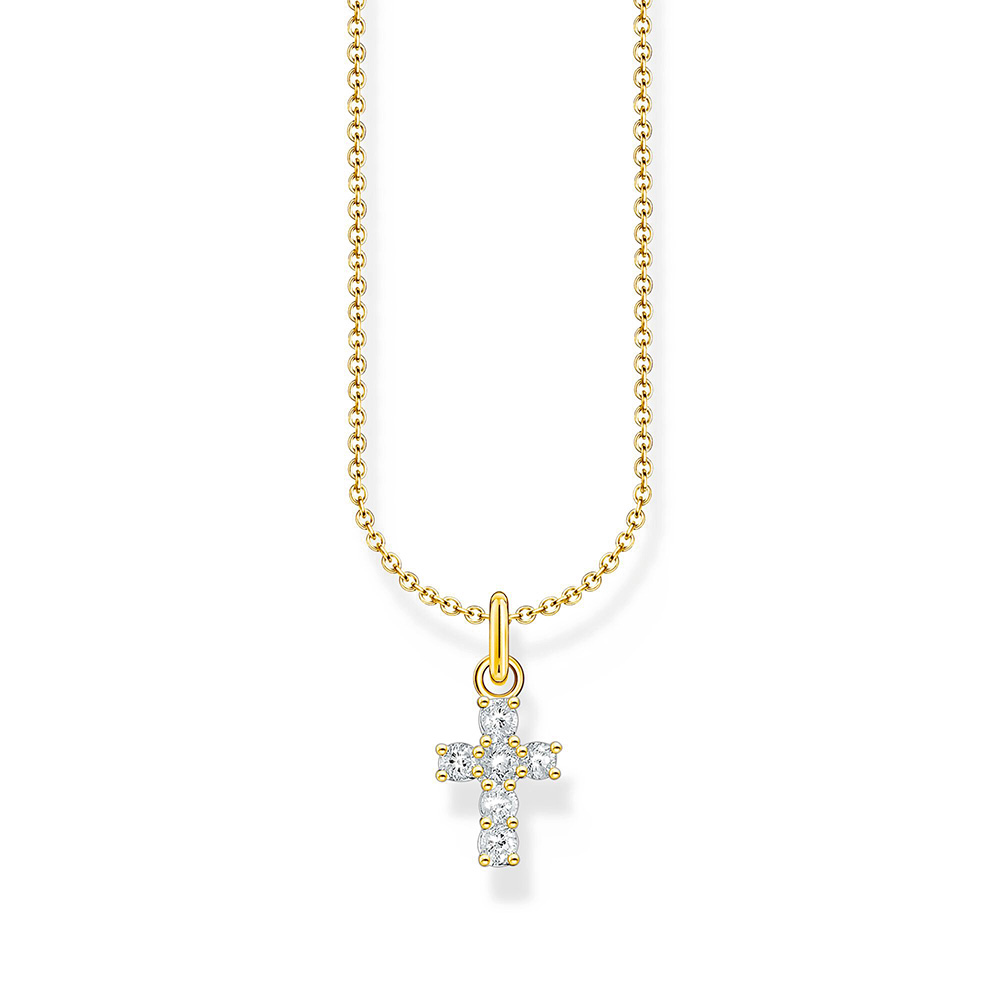 Thomas Sabo True Romance Kette mit weißem Kreuz-Anhänger vergoldet KE2226-414-14 bei Juwelier am Schloss in Schwetzingen Baden-Württemberg